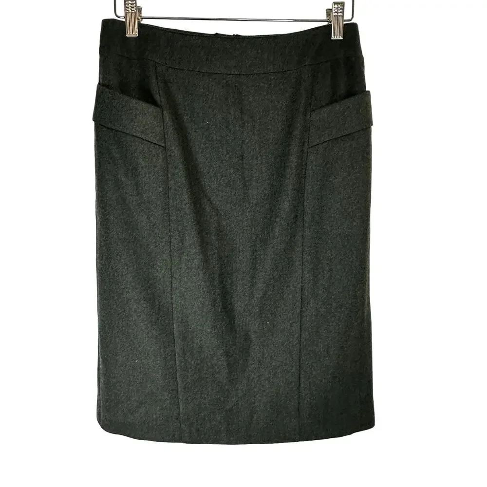 Ann‎ Taylor Green Gray Wool pencil skirt womans 4 workwear career professional